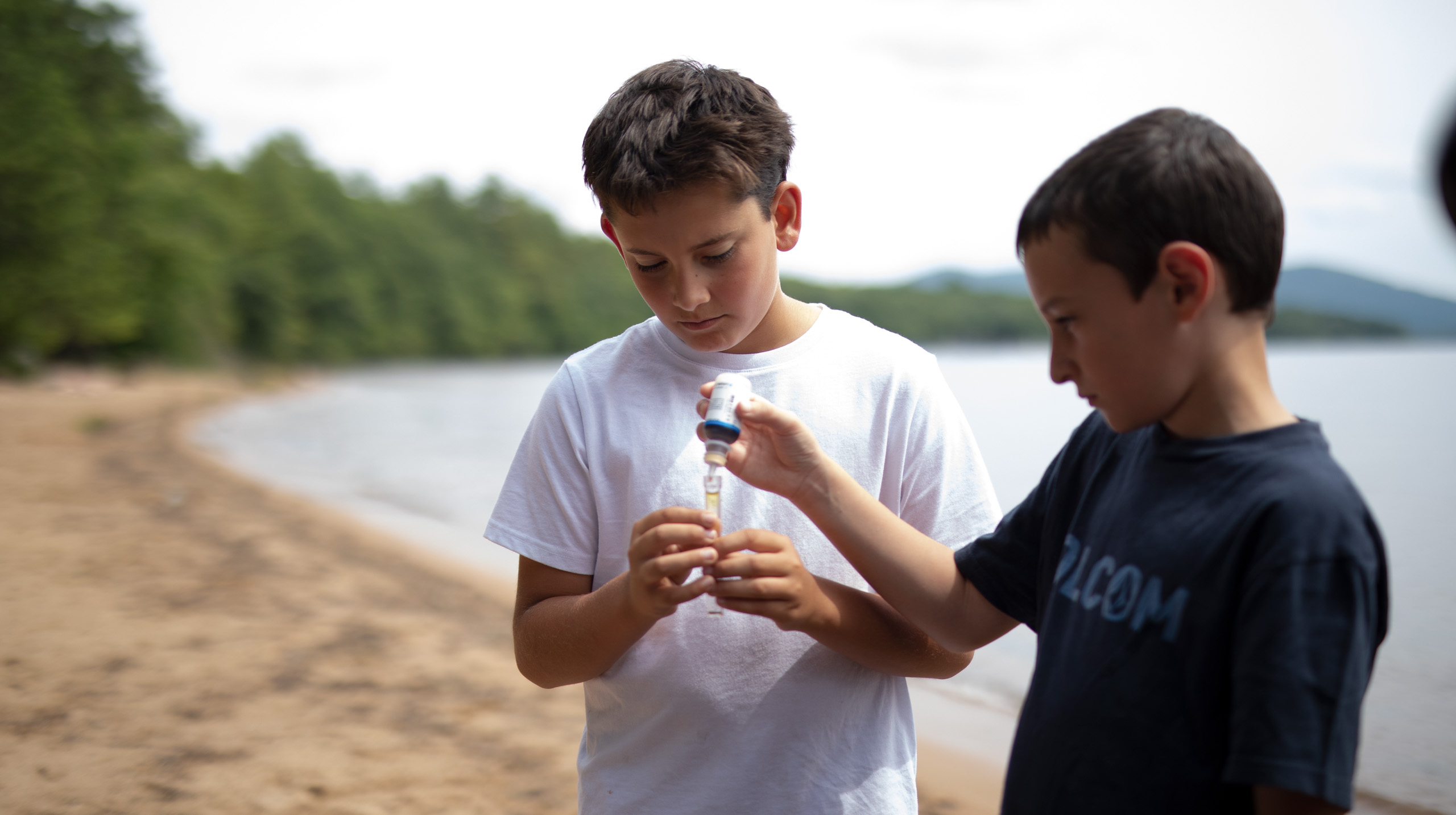 Boys on beach.